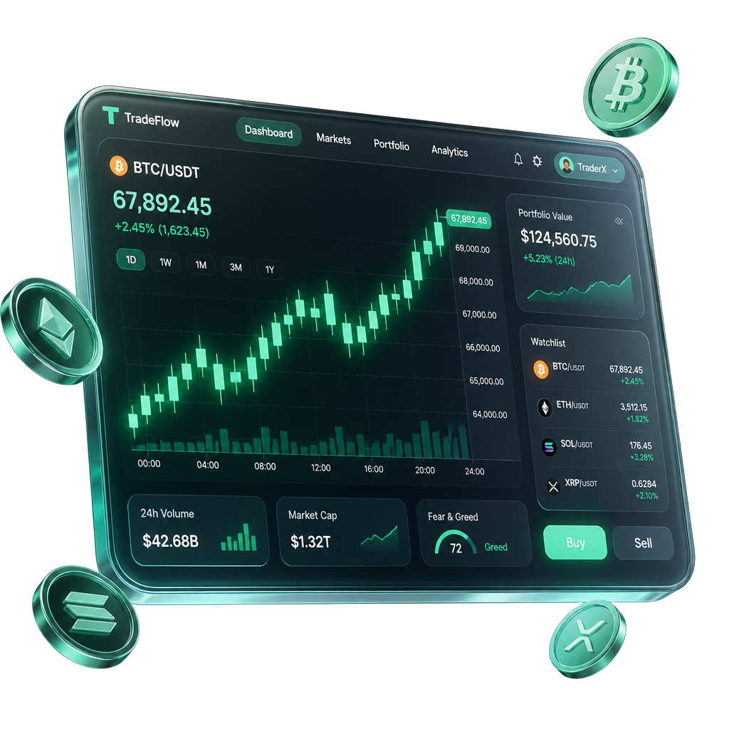 Illustration of a trading dashboard with live candlestick charts, used in Firstrade24 platform education